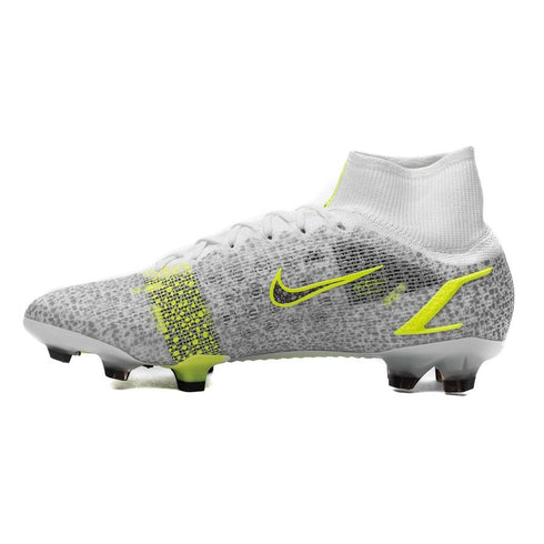 Nike Mercurial Superfly 8 Elite FG Silver Safari - White/Black/Metallic Silver/Volt
